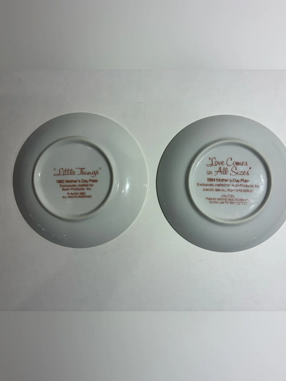 Lot of 2 Vintage Avon Mother’s Day 1982 & 1984 Decorative